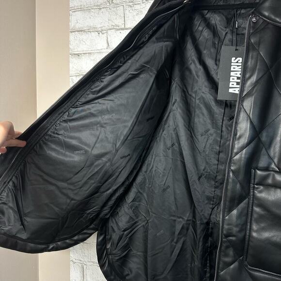 APPARIS Black Jacket Stevie Vegan Faux Leather Quilted Oversize M NEW NWT - Picture 9 of 10